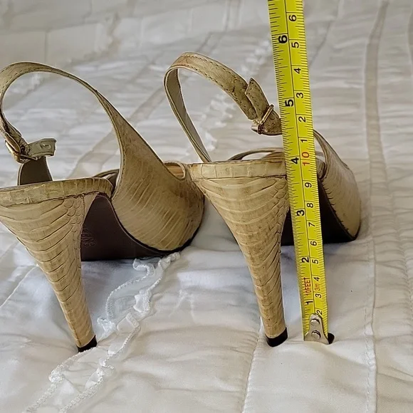 Ralph Lauren Peep Toe Sandals with Heels Tan Color size 8 - Picture 6 of 11